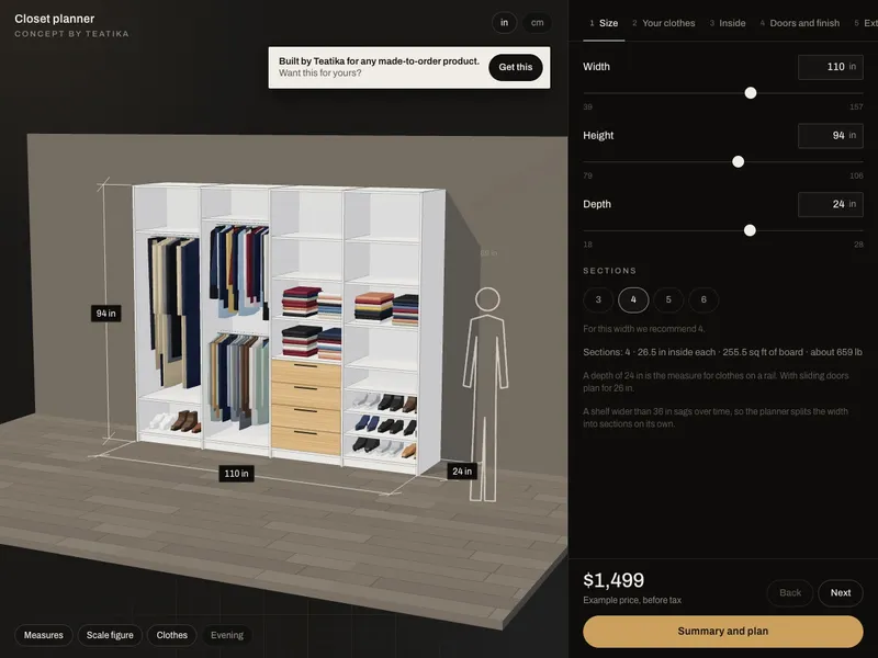 Wardrobe 01: Wardrobe planned from what you own, with cut list