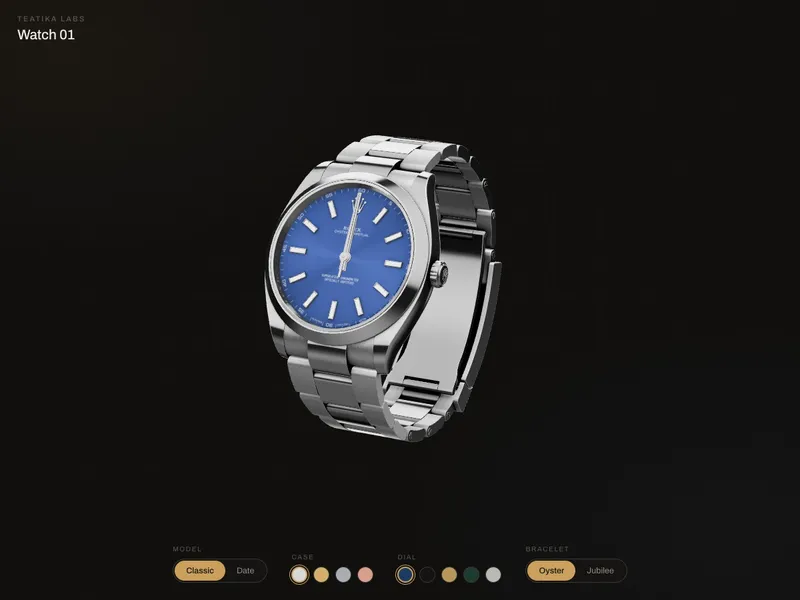 Watch 01: Case, dial and bracelet in real time
